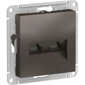 Двойная компьютерная розетка Schneider Electric AtlasDesign Мокко RJ45+RJ45, кат.5E SE ATN000685 (артикул 20631820) – фото 1
