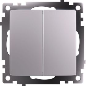 2-клавишный переключатель (механизм) STEKKER gls10-7107-03, 250v, 10а, серия катрин, серебро, 49168 (артикул 28528700) – фото 1