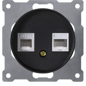 Розетка компьютерная RJ-45 OneKeyElectro, двойная, цвет чёрный 1E20901303 2172818 (артикул 16168132) – фото 1