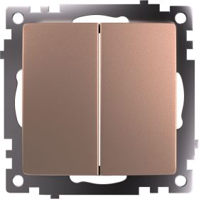 2-клавишный переключатель (механизм) STEKKER gls10-7107-02, 250v, 10а, серия катрин, шампань, 49169 (артикул 28528766) – фото 1