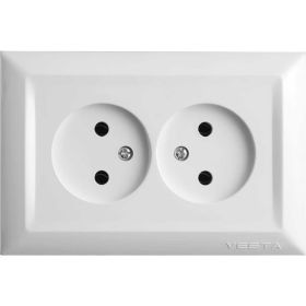 Двойная розетка Vesta Electric Roma без заземления FRZ00010203BEL (артикул 23300331) – фото 1