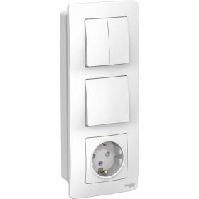 Розетка+выключатель Schneider Electric Blanca внутр Бел з/к шт 16А, 250В+выкл 1кл.+выкл 2кл. SE BLNBS101201 (артикул 19936432) – фото 1