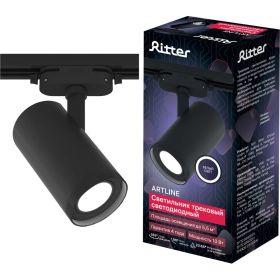 Трековый светодиодный поворотный светильник RITTER Artline с регулировкой фокуса цилиндр 60x150mm 10Вт 850Лм 4000К 230В алюминий черный 59740 1 (артикул 25968149) – фото 1