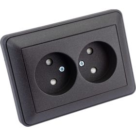 Двухместная розетка Schneider Electric WESSEN 59 Черный бархат б/з в сборе с рамкой RS16-254-68 (артикул 15171094) – фото 1