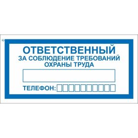 Знак ""ответственный за соблюдение требований охраны труда"" Стандарт Знак v57, 100x200 мм, пленка пп 00-00025645 (артикул 27627294) – фото 1