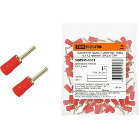 Круглый штыревой наконечник TDM нкиш 0,5-1,5 красный (100шт) SQ0545-0001 (артикул 25086099) – фото 1