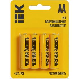 Щелочная батарейка IEK alkaline optima lr06/aa (4шт/блистер) ABT-LR06-OP-L04 (артикул 30684356) – фото 1