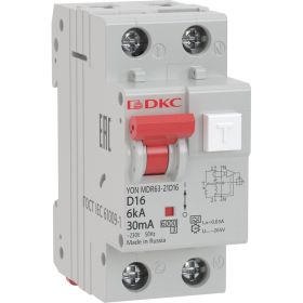 Автоматический выключатель дифференциального тока DKC авдт yon mdr63 1p+n 6a c 30ma 6ka тип a MDR63-22C6-A (артикул 29777852) – фото 1