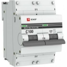 Автоматический выключатель EKF 2P 100А C 10kA ВА 47-100 PROxima SQmcb47100-2-100C-pro (артикул 16040430) – фото 1