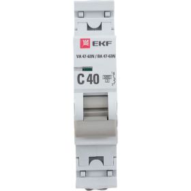 Автоматический выключатель EKF 1P 40А (C) 6кА ВА 47-63N PROxima M636140C (артикул 25557135) – фото 1
