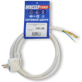 Сетевой шнур Мастер Тока ПВСбм 3x1 белый, 10А, с заземлением, 1,5м, угловая вилка СШ0026 (артикул 24344973) – фото 1