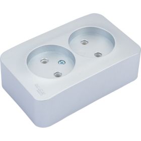 2-ая наружная розетка Schneider Electric Blanca алюминий, без заземления, без шторок, 16А, 250В SE BLNRA000213 (артикул 20632234) – фото 1