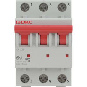 Автоматический модульный выключатель DKC YON MD63 3P 10А D 6kA DKC MD63-3D10-6 (артикул 20703009) – фото 1