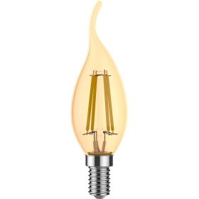 Лампа Gauss basic filament свеча на ветру 3,8w 350lm 2400к е14 golden led 1/10/50 1047154 (артикул 29979500) – фото 1