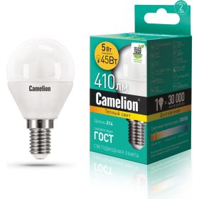 Светодиодная лампа 5Вт 220В Camelion LED5-G45/830/E14 12027 (артикул 15545523) – фото 1