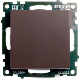 1-клавишный переключатель STEKKER (механизм), GLS10-7105-04, 250V, 10А, серия Катрин, шоколад, 49018 (артикул 25676559) – фото 1