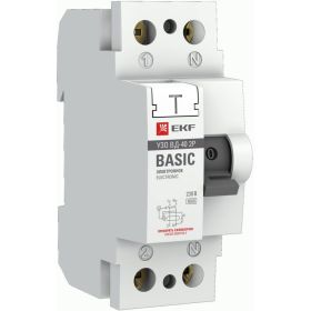 Электронное устройство защитного отключения EKF ВД-40 2P 63А/300мА Basic SQelcb-2-63-300e-sim (артикул 16058842) – фото 1