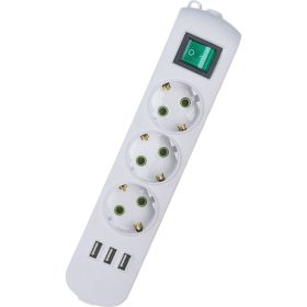 Колодка Lezard LETITIA с заземлением 3 входа с выключателем c USB разъёмом 721-0300-302U (артикул 16875637) – фото 1