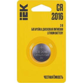 Дисковая литиевая батарейка IEK optima cr2016 (1шт/блистер) ABT-CR2016-OP-L01 (артикул 30684362) – фото 1