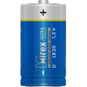 Батарея Mirex, щелочная LR20 / D 1,5V 2 шт shrink 23702-LR20-S2 (артикул 17274246) – фото 1