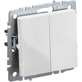 2-клавишный выключатель IEK Brite 10а вс10-2-0-брб белый BR-V20-0-10-K01 (артикул 24590829) – фото 1