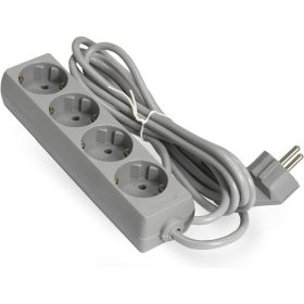 Удлинитель ExeGate ECE-4-3G 4 евророзетки с заземлением, 3м, серый 285814 (артикул 17618238) – фото 1