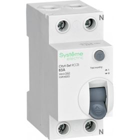 Выключатель дифференциального тока Systeme Electric City9 set вдт 63а 2p 30ма тип-ac 230в C9R36263 (артикул 26626477) – фото 1