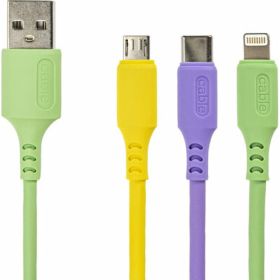 Кабель для зарядки SONNEN 3в1 USB 2.0-Micro USB/Type-C/Lightning, 1м, медь 513562 (артикул 23605173) – фото 1