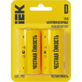 Щелочная батарейка IEK alkaline optima lr20/d (2шт/блистер) ABT-LR20-OP-L02 (артикул 30684512) – фото 1