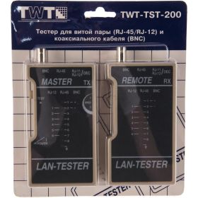 Тестер для витой пары TWT RJ-45 телефонного RJ-12 RJ-11 коаксиального кабеля BNC TST-200 (артикул 16102112) – фото 3