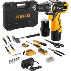 Аккумуляторная дрель-шуруповерт DEKO DKCD12FU-Li-Ion + набор инструментов 104 шт 063-4117 (артикул 16504199) – фото 1