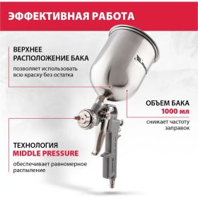 Пневматический краскораспылитель с верхним бачком MATRIX 57315 (артикул 13699443) – фото 15