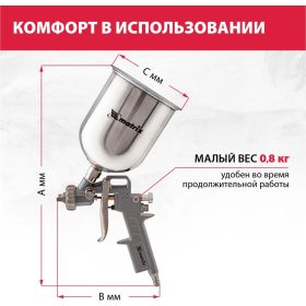 Пневматический краскораспылитель с верхним бачком MATRIX 57315 (артикул 13699443) – фото 12