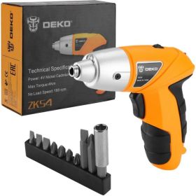 Аккумуляторная отвертка DEKO ZKS4, 4В, 0.6 Ач, з/у с набором оснастки 10 шт, 4 Нм 063-4113 (артикул 16504426) – фото 8