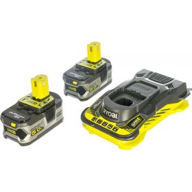 Набор Ryobi ONE+ RC18150-250 5133004422 аккумулятор (18 В; 5.0 A*ч; Li-Ion) 2 шт. и зарядное устройство RC18-150 (артикул 15863320) – фото 1