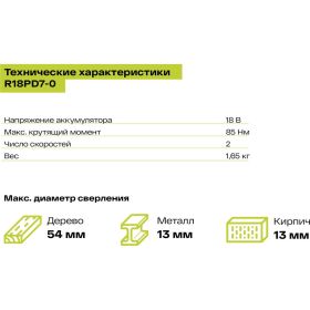 Бесщеточная ударная дрель-шуруповерт Ryobi ONE+ R18PD7-0 5133003941 (артикул 15827463) – фото 11