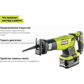 Аккумуляторная сабельная пила Ryobi ONE+ RRS1801M 5133001162 (артикул 15108401) – фото 11