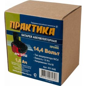 Аккумулятор (14.4 В; 1.5 А*ч; NiCd) для инструментов BOSCH коробка ПРАКТИКА 031-648 (артикул 15502574) – фото 2