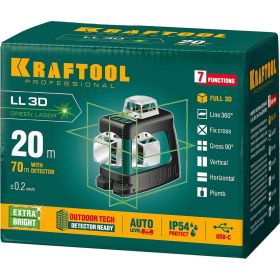 Лазерный нивелир KRAFTOOL LL 3D 34641 (артикул 16498470) – фото 2