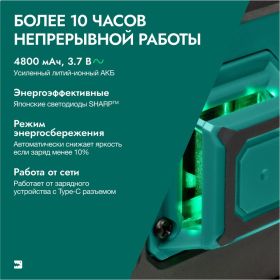Лазерный уровень Rokodil Ray Pro 3D, зеленый луч, 12 линий на 360 градусов 1045797 (артикул 23609319) – фото 6