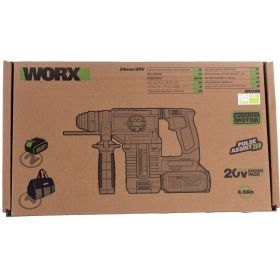 Аккумуляторный бесщеточный перфоратор WORX Professional WU388 20В, 24мм, 2.2 Дж, 4Ач х2, ЗУ 2А WU388 (артикул 24456711) – фото 7