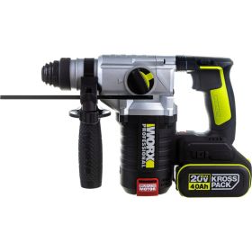 Аккумуляторный бесщеточный перфоратор WORX Professional WU388 20В, 24мм, 2.2 Дж, 4Ач х2, ЗУ 2А WU388 (артикул 24456711) – фото 13