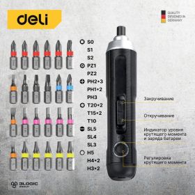 Аккумуляторная отвертка с прямой ручкой DELI dl-dp04-e1b2 102989 (артикул 24663837) – фото 14