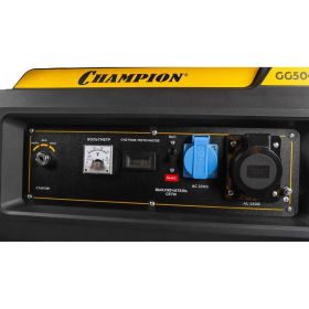 Генератор Champion GG5000EW (5/5,5кВт OHV 15лс 25л 81кг эл.старт колеса) (артикул 22171797) – фото 4