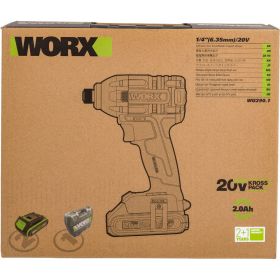 Аккумуляторный ударный бесщеточный винтоверт WORX Professional 20В, 230Нм, 2Ач Х2, ЗУ WU290.1 (артикул 26513972) – фото 2
