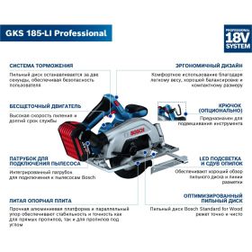 Аккумуляторная циркулярная пила Bosch GKS 185-LI (1 Ак.Б) 06016C1223 (артикул 26757638) – фото 18