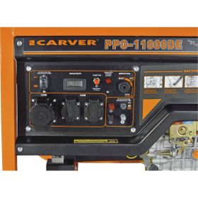 Генератор CARVER PPG-11000DE дизель, LT-1100F, 8,5/9,5 кВт, 220 В, бак 20л, э/старт, колеса, медь 01.020.00025 (артикул 24686811) – фото 8