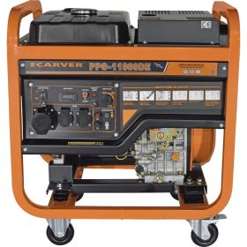 Генератор CARVER PPG-11000DE дизель, LT-1100F, 8,5/9,5 кВт, 220 В, бак 20л, э/старт, колеса, медь 01.020.00025 (артикул 24686811) – фото 7