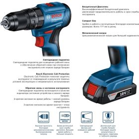Аккумуляторная ударная дрель-шуруповерт Bosch GSB 185-LI (соло) 06019K3103 (артикул 26757668) – фото 8