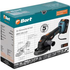 Шлифовальная угловая аккумуляторная машина BORT BWS-18Li-125 93722340 (артикул 16873003) – фото 6